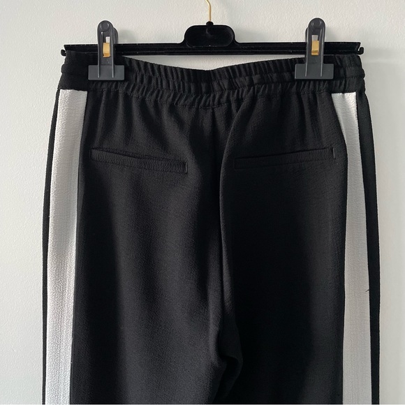 Vero Moda black ankle pants white stripe sz small elastic waist/hems drawstring - Picture 4 of 4
